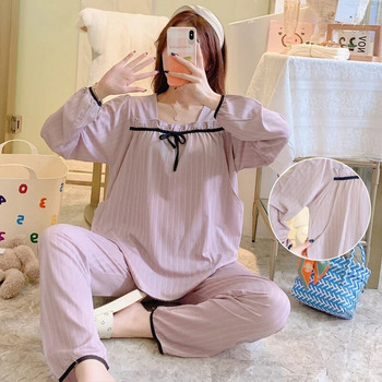 Пролетно-есенен комплект пижами за бременни Бременни дрехи за кърмещи жени Pjs костюм за пижами Спално облекло за бременни Нощни дрехи