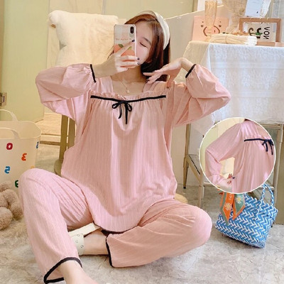 Pavasario rudens Motinystės pižamos komplektas Žindymas Nėščioms Drabužiai Moterims Maitinančios Pjs Kostiumas Miego drabužiai Nėštumo naktiniai Drabužiai