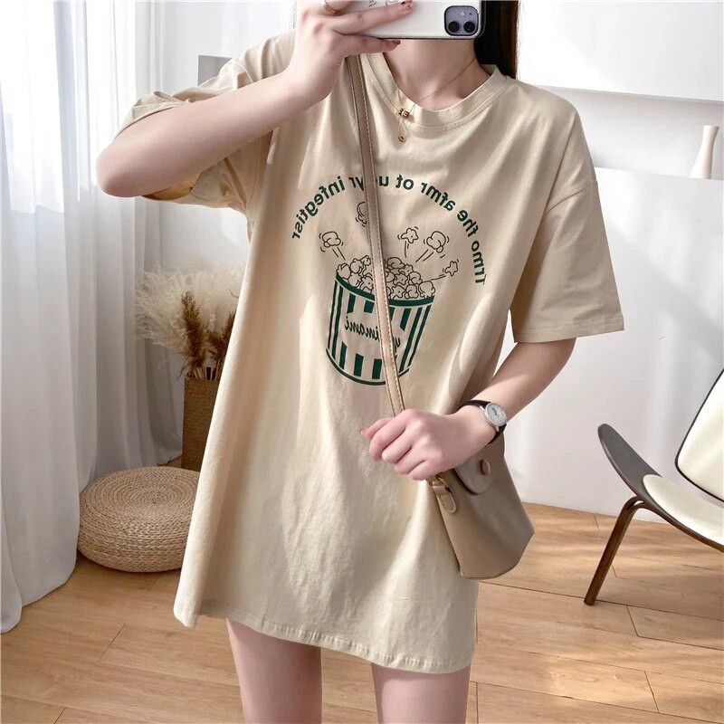 Vasariniai marškinėliai nėščioms moterims Drabužiai moterims Medvilniniai laisvi trumpomis rankovėmis drabužiai nėščiosioms Top 8546P