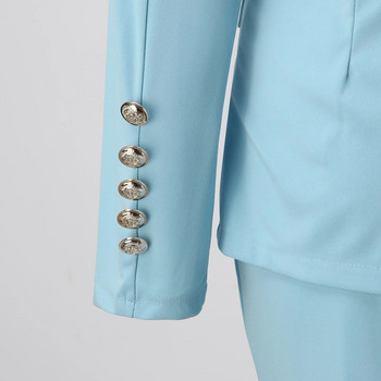 2023 Дамски комплекти панталони от две части Официални бизнес двуредни сака и панталони Комплект от 2 части Елегантни дамски костюми с панталони