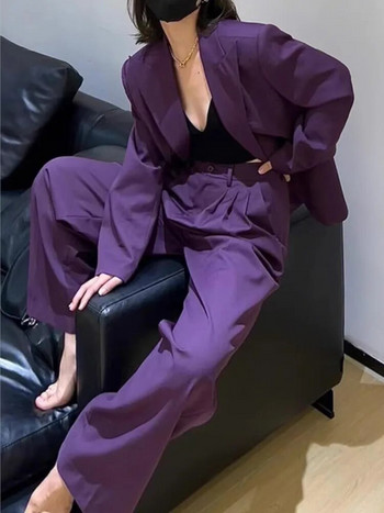 Γυναικείο κοστούμι παντελόνι γραφείου υψηλής ποιότητας μονόχρωμο Γυναικείο επαγγελματικό φόρεμα σακάκι και παντελόνι γυναικείο επίσημο σετ Ρούχα