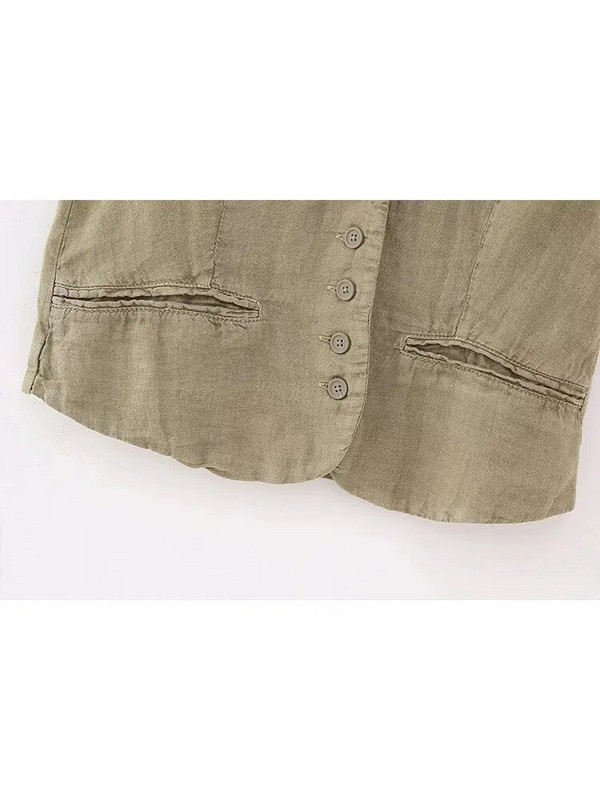 TRAF, 2023 m. vasara, nauja, madinga moteriška liemenė be rankovių V kaklo mygtuku plonas viršus ir kelnės