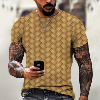 2023. aasta Lihtne meeste T-särk geomeetrilise mustriga 3D-prindiga meeste topp igapäevane vabaajariietus lahtine ülisuur särk Retro kampsun