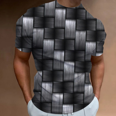 2023. aasta Lihtne meeste T-särk geomeetrilise mustriga 3D-prindiga meeste topp igapäevane vabaajariietus lahtine ülisuur särk Retro kampsun