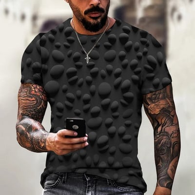 2023. aasta Lihtne meeste T-särk geomeetrilise mustriga 3D-prindiga meeste topp igapäevane vabaajariietus lahtine ülisuur särk Retro kampsun