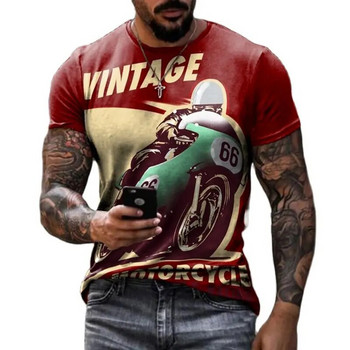 Винтидж мъжки тениски 3d ретро щампи Горнища с букви с къс ръкав Модна маслена тениска за мъжки мотоциклетни тениски Големи тениски