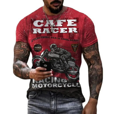 Vintage férfi pólók 3d retro nyomtatású rövid ujjú betűs felsők divat olajos póló férfi motoros pólók túlméretezett pólók