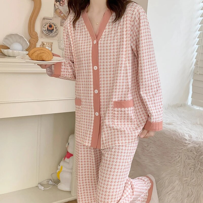 100% pamut szoptató ruha szettek Téli szülés utáni női divat Kockás laktációs pizsama öltönyök ápoló hálóruha szoptatás