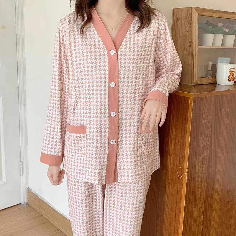 100% pamut szoptató ruha szettek Téli szülés utáni női divat Kockás laktációs pizsama öltönyök ápoló hálóruha szoptatás