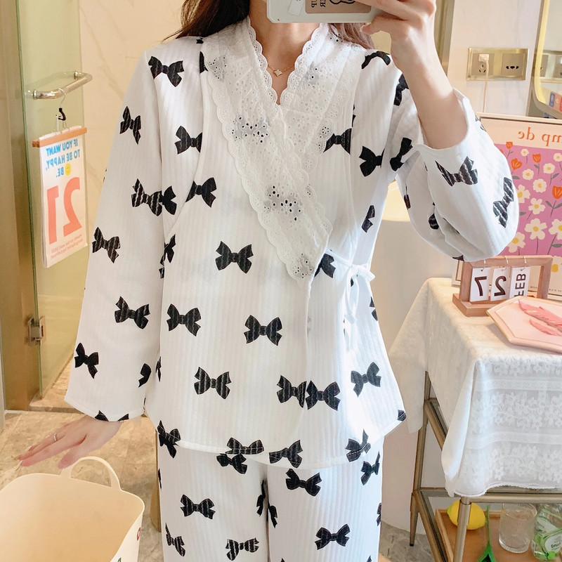 Madingi juodi striukės marginti striukės maitinančioms striukėms + ilgos kelnės Motinystės rūbų komplektas žieminis storas šiltas nėštumo medvilnės pižamos kostiumas