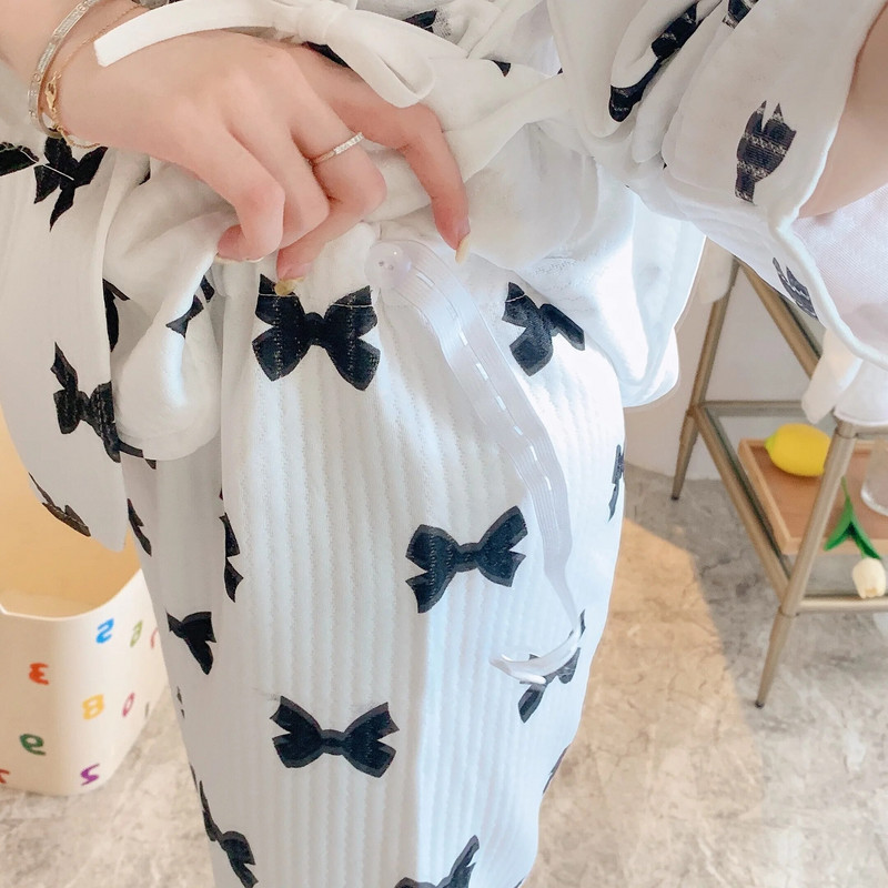 Madingi juodi striukės marginti striukės maitinančioms striukėms + ilgos kelnės Motinystės rūbų komplektas žieminis storas šiltas nėštumo medvilnės pižamos kostiumas