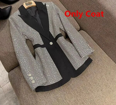 Sieviešu bleizeri, garas, platas bikses, 1 vai divu gabalu komplekts korejiešu biroja dāma, gracioza, slaida flitera, uzvalka mēteļa bikšu komplekti