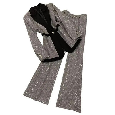 Sieviešu bleizeri, garas, platas bikses, 1 vai divu gabalu komplekts korejiešu biroja dāma, gracioza, slaida flitera, uzvalka mēteļa bikšu komplekti