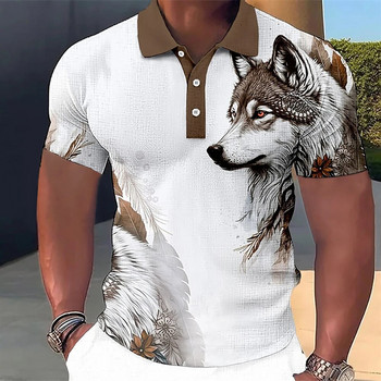 Animal ανδρικό μπλουζάκι πόλο 3d Wolf&Eagle Print Υψηλής Ποιότητας Ανδρικά Ρούχα Καλοκαιρινά Casual κοντό μανίκι φαρδιά υπερμεγέθη μπλουζάκια μπλουζάκια