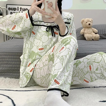 2023 Пролетен комплект пижами Нови пижами за бременни жени Дрехи за кърмене Костюм с дълъг ръкав Пижама за майчинство Старчески дом