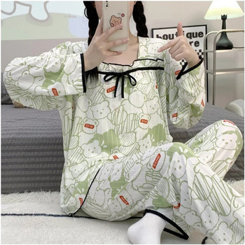 2023 Пролетен комплект пижами Нови пижами за бременни жени Дрехи за кърмене Костюм с дълъг ръкав Пижама за майчинство Старчески дом