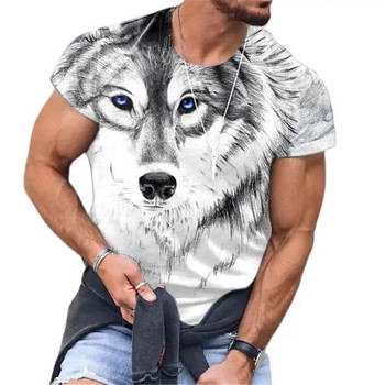 Ανδρικό μπλουζάκι Summer Animal Wolf Print Ανδρικό μπλουζάκι Cool πολυεστέρα με στρογγυλή λαιμόκοψη κοντό μανίκι χαλαρά μπλουζάκια Casual αρσενικά μπλουζάκια υπερμεγέθη μπλουζάκια 6XL