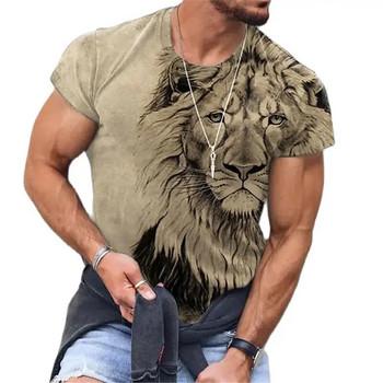Лятна мъжка тениска с принт на вълк, готини полиестерни широки тениски с кръгло деколте и къси ръкави, ежедневни мъжки тениски, големи тениски 6XL