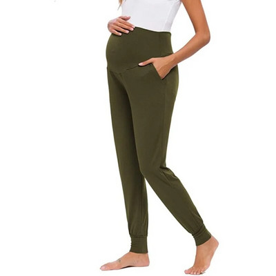 Дамски активни панталони за бременни Връзки Йога Jogger Тренировка Бременност Спортно облекло Спортни панталони с джобове Дрехи за бременни