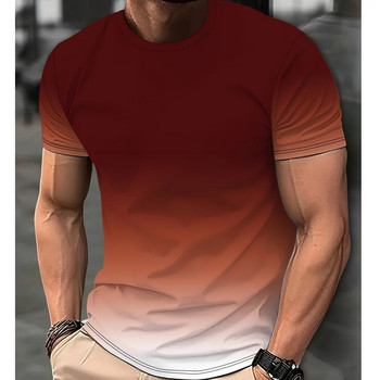 2024 Ежедневни мъжки тениски Пролетно облекло Омбре ризи Големи горнища с къс ръкав Тениски за момчета 5XL Реколта за мъжки тениски