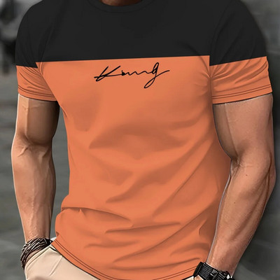 2024 m. Laisvalaikiai vyriški marškinėliai Pavasariniai drabužiai Ombre marškinėliai Didelės apimties trumpomis rankovėmis Viršutiniai marškinėliai berniukams 5XL Vintage Vyriški marškinėliai