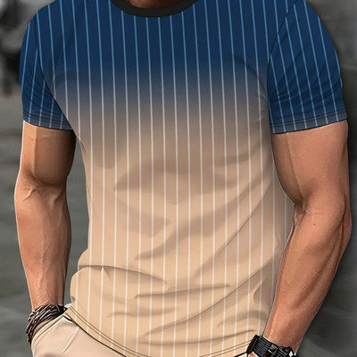 2024 m. Laisvalaikiai vyriški marškinėliai Pavasariniai drabužiai Ombre marškinėliai Didelės apimties trumpomis rankovėmis Viršutiniai marškinėliai berniukams 5XL Vintage Vyriški marškinėliai