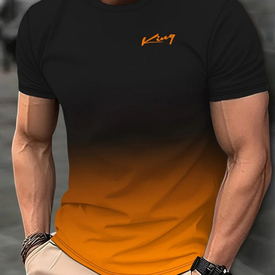 2024 m. Laisvalaikiai vyriški marškinėliai Pavasariniai drabužiai Ombre marškinėliai Didelės apimties trumpomis rankovėmis Viršutiniai marškinėliai berniukams 5XL Vintage Vyriški marškinėliai