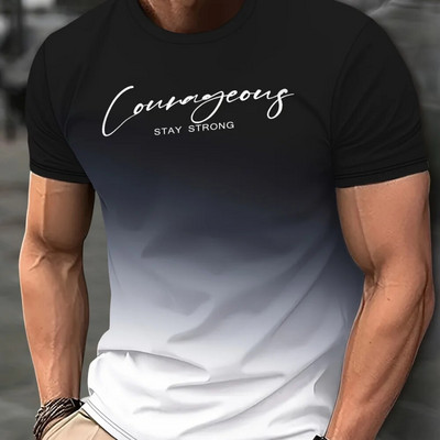 2024 m. Laisvalaikiai vyriški marškinėliai Pavasariniai drabužiai Ombre marškinėliai Didelės apimties trumpomis rankovėmis Viršutiniai marškinėliai berniukams 5XL Vintage Vyriški marškinėliai