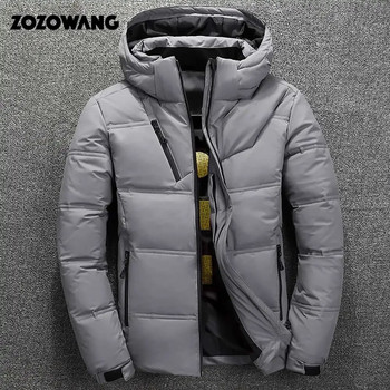 ZOZOWANG Υψηλής ποιότητας Ανδρικό παλτό με χοντρό πουπουλένιο μπουφάν λευκής πάπιας Snow Parkas Ανδρικά ρούχα με ζεστή κουκούλα Εξωτερικά ενδύματα με χειμωνιάτικο μπουφάν