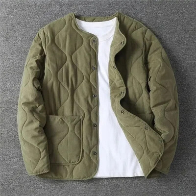 2023 Jesen Zima Prošivena jakna s O-izrezom Muška svestrana vojnozelena retro zadebljana jakna Muška Techwear prevelika jakna s kopčanjem
