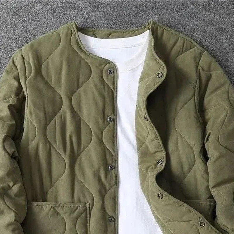 2023 Jesen Zima Prošivena jakna s O-izrezom Muška svestrana vojnozelena retro zadebljana jakna Muška Techwear prevelika jakna s kopčanjem