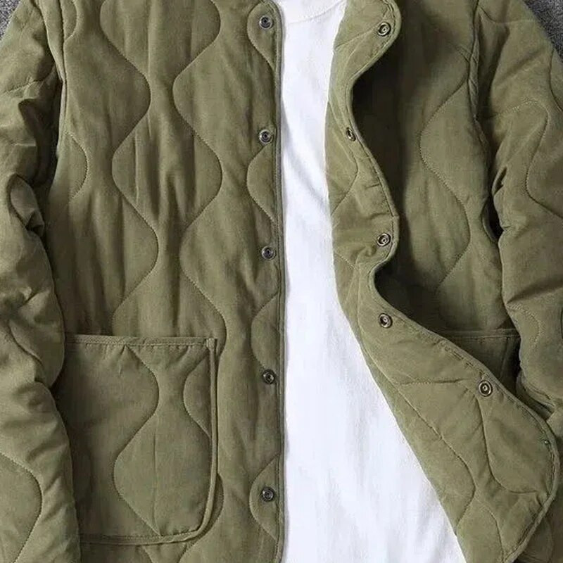2023 Jesen Zima Prošivena jakna s O-izrezom Muška svestrana vojnozelena retro zadebljana jakna Muška Techwear prevelika jakna s kopčanjem