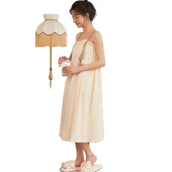 Φόρεμα με λουράκι Καλοκαιρινό βαμβακερό φόρεμα εγκυμοσύνης Αμάνικο έγκυο βολάν τετράγωνο γιακά Νυχτικό Πυτζάμες εγκυμοσύνης Πυτζάμα