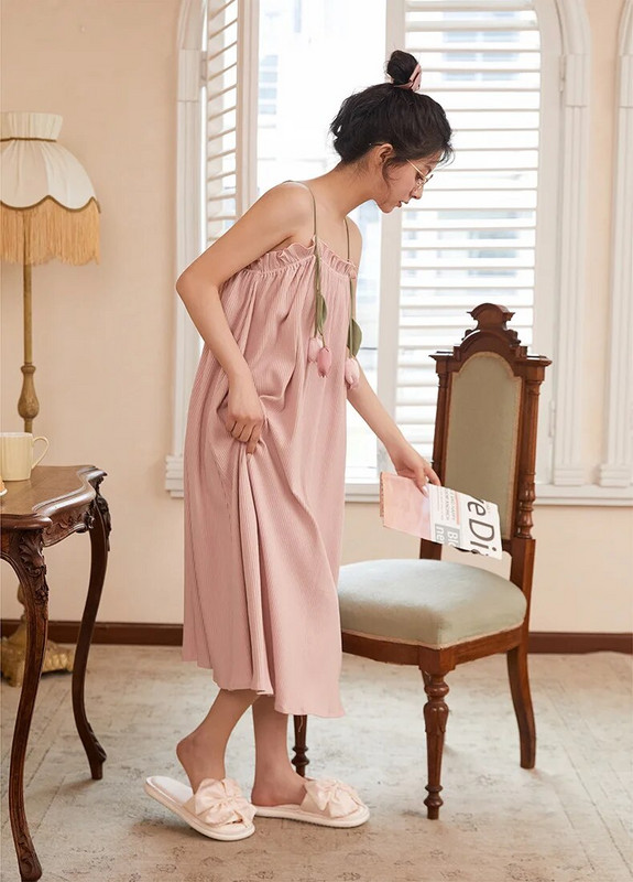 Suknelė su petnešėlėmis Vasarinė nėštumui medvilninė suknelė be rankovių nėščiai moteriai raukiniai kvadratiniai apykaklės naktiniai marškinėliai Nėštumo marškinėliai pižama