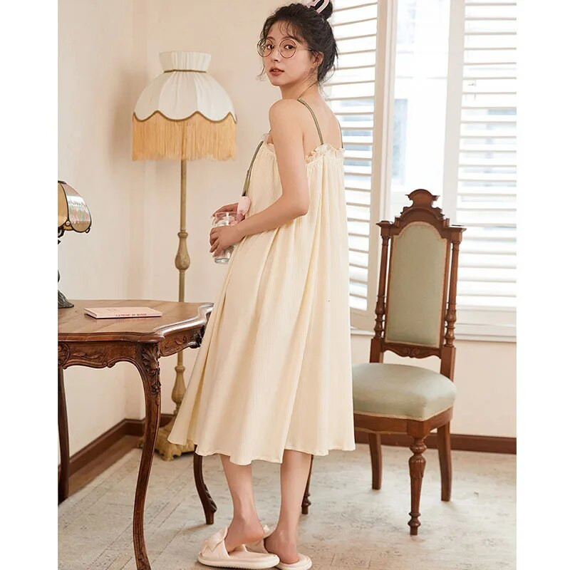 Suknelė su petnešėlėmis Vasarinė nėštumui medvilninė suknelė be rankovių nėščiai moteriai raukiniai kvadratiniai apykaklės naktiniai marškinėliai Nėštumo marškinėliai pižama