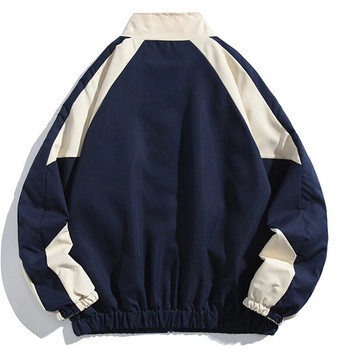 Harajuku College Μπουφάν Ανδρικό Γυναικείο Casual Patchwork Streetwear Ανεμοδαρμένο παλτό Ανοιξιάτικο φθινοπωρινό γιακά Λεπτό μπουφάν