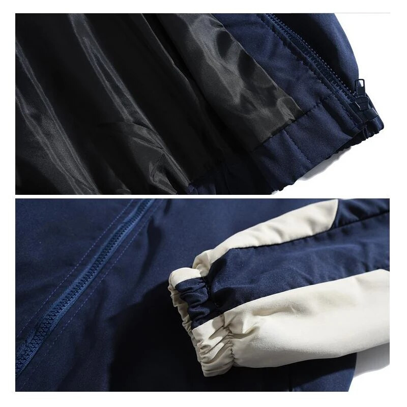 Harajuku fakultetska jakna Muškarci Žene Ležerna patchwork ulična odjeća Vjetrovke Kaputi Proljeće Jesen Samostojeći ovratnik Tanka sveučilišna jakna