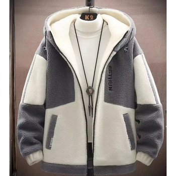 Κορεάτικα ανδρικά χειμωνιάτικα μπουφάν Ζακέτα με φερμουάρ Fleece Χοντρό ζεστό τζάμπερ μπουφάν τεχνητή γούνα Πολυτελή ανδρικά ρούχα 