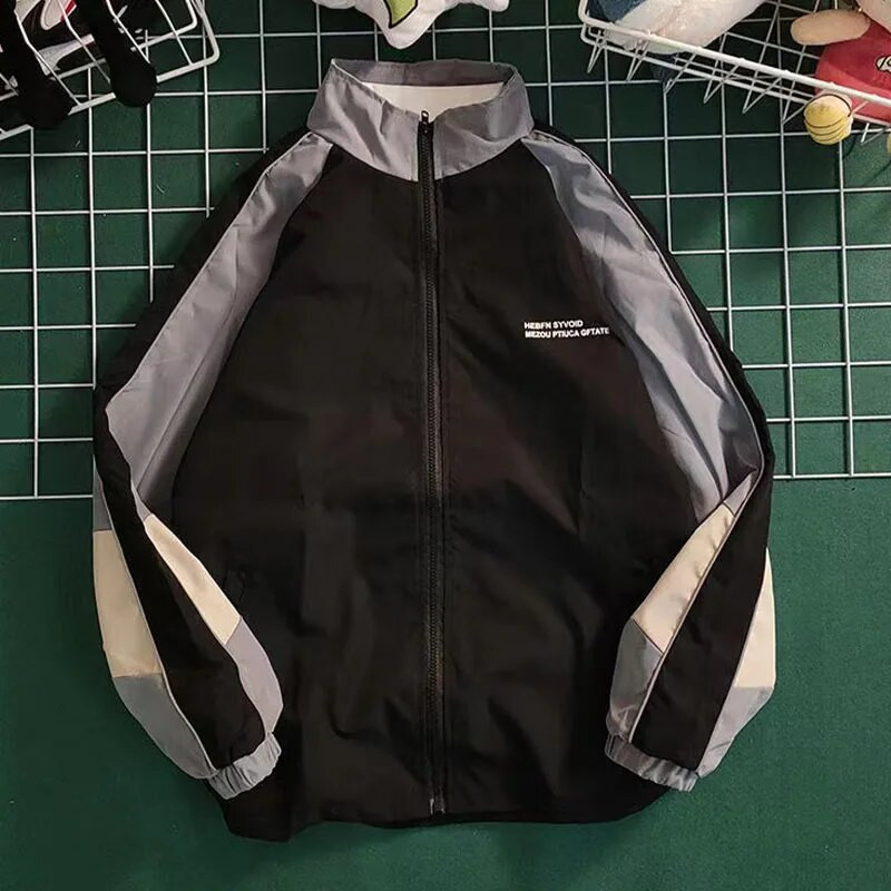Hip Hop Sveučilišna jakna Muškarci Žene Proljeće Jesen Patchwork Colour Block Vjetrovke Kaputi Muške modne široke tanke fakultetske jakne