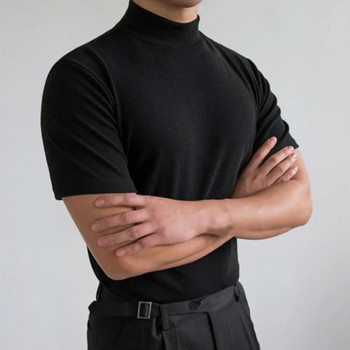 Ανδρικά μπλουζάκια Καλοκαιρινή γυμναστική με κοντομάνικα μπλουζάκια με ψηλό γιακά Basic μπλουζάκι με βάση για ανδρικά μπλουζάκια camisa masculina 짝퉁명품 남성의류