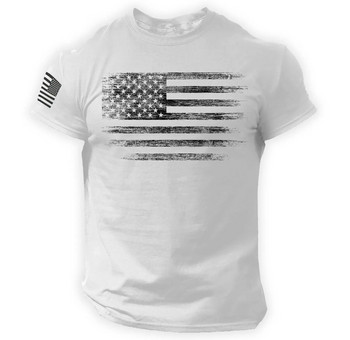 Gym Мъжка тениска за мъже 3d печат Тениска с флаг на САЩ Овърсайз Ежедневни летни спортни облекла с къс ръкав Мъжки дрехи Тениски Горнища