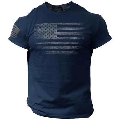 Gym Мъжка тениска за мъже 3d печат Тениска с флаг на САЩ Овърсайз Ежедневни летни спортни облекла с къс ръкав Мъжки дрехи Тениски Горнища