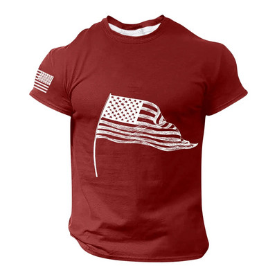 Gimnastikos salė Vyriški marškinėliai vyrams 3D spausdinti JAV vėliavos marškinėliai Negabaritinis laisvalaikis trumpomis rankovėmis Vasarinė sportinė apranga Vyriški drabužiai marškinėliai Topi