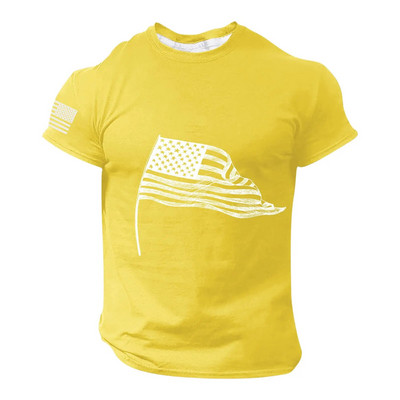 Gimnastikos salė Vyriški marškinėliai vyrams 3D spausdinti JAV vėliavos marškinėliai Negabaritinis laisvalaikis trumpomis rankovėmis Vasarinė sportinė apranga Vyriški drabužiai marškinėliai Topi