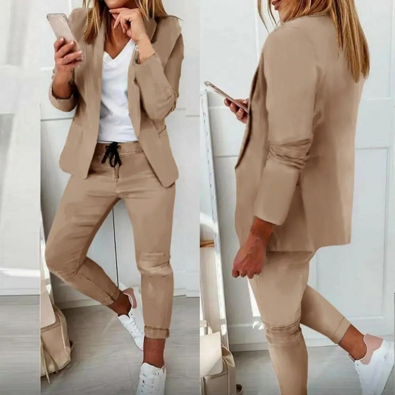 1 Σετ Παντελόνι Blazer Δημοφιλές Pure Color Slim Suit Set Φθινοπωρινό Σετ χειμωνιάτικο γυναικείο κοστούμι Σετ κοστούμι ζεστού ιδιοσυγκρασίας για γάμο