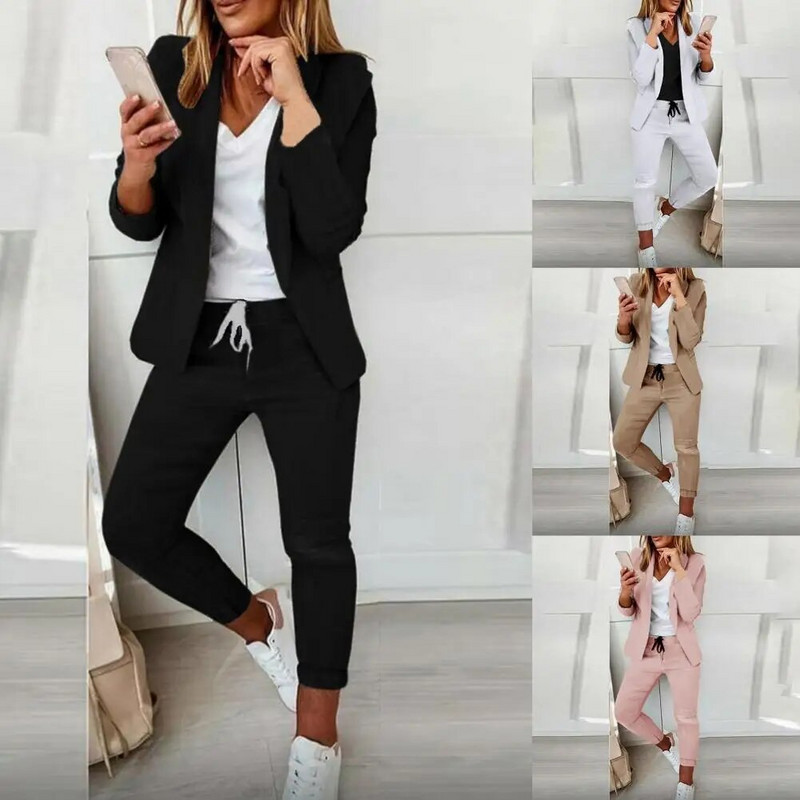 1 Σετ Παντελόνι Blazer Δημοφιλές Pure Color Slim Suit Set Φθινοπωρινό Σετ χειμωνιάτικο γυναικείο κοστούμι Σετ κοστούμι ζεστού ιδιοσυγκρασίας για γάμο