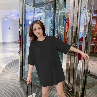 2023 m. vasaros nėščios moters drabužiai Ilgi laisvi medvilniniai marškinėliai, plius dydis, vienspalviai nėščiajai, laisvalaikio marškinėliai Madingi nėštumui skirti viršutiniai drabužiai