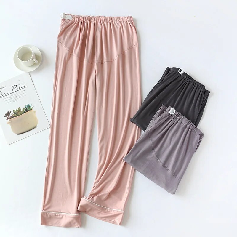 Fdfklak reguliuojamo juosmens nėščiųjų pižamos kelnės Modalinės kelnės pavasario rudens vienspalvės motinystės po gimdymo namų kelnės