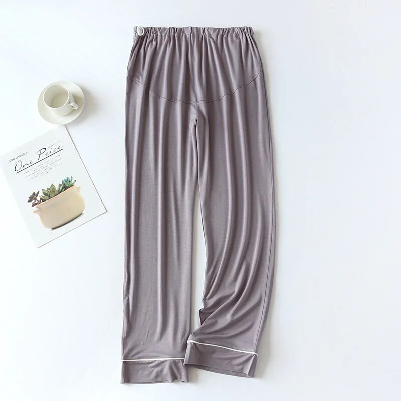Fdfklak reguliuojamo juosmens nėščiųjų pižamos kelnės Modalinės kelnės pavasario rudens vienspalvės motinystės po gimdymo namų kelnės
