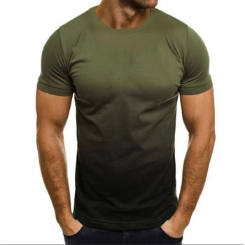 Лятна популярна мъжка тениска Тънка широка мъжка мода с къси ръкави Серия с градиент 3D щампа с кръгла яка Горна част за свободното време